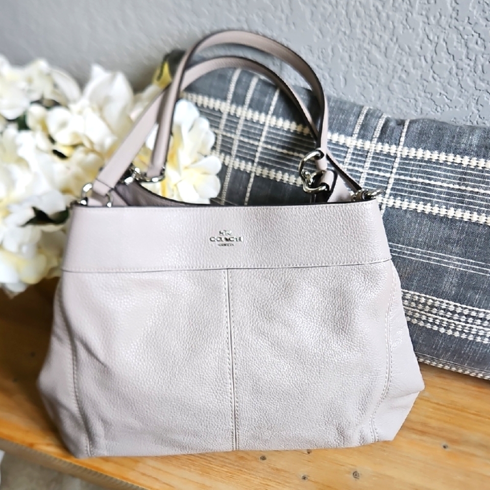 Coach Lexy Light Gray Pebbled Leather Shoulder Bag